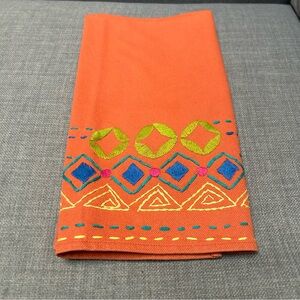 Handmade Embroidered Kitchen Towel Heavy Cotton Twill Geometric Patterns#1015257